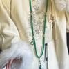 New Chinese Long Green Beaded Necklace Women'S National Style Messenger Chain Retro Temperament A Multi-Wear Sweater Chain Accessories