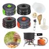 Outdoor Pot Tableware Kit Pot Pan Set Portable Cooker Set 1-2 Person Cookset Cooking Kit with Bag for Camping Backpacking Picnic