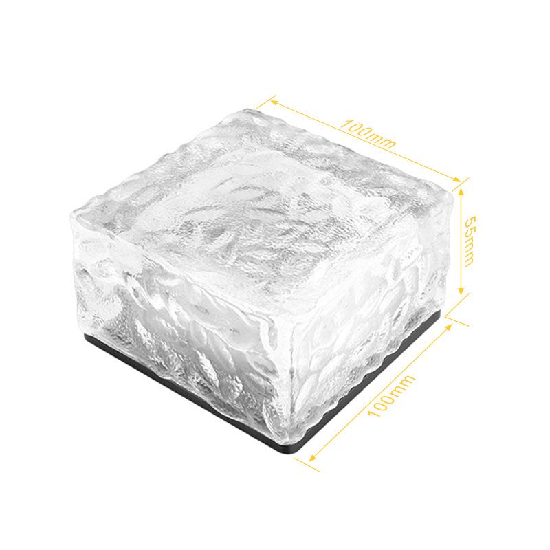 Outdoor Solar Ice Brick 4-LED Lamp for Courtyard and Landscape Pathways