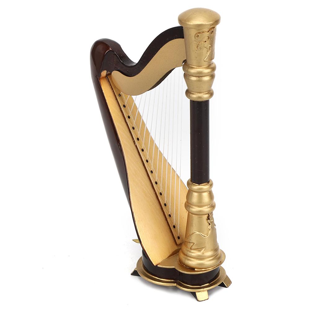 16CM Wooden Miniature Harp Model Mini Musical Instrument Model Desktop Decoration Gift