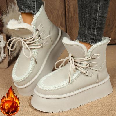 Fashion 2025 Winter Chunky Heel Snow Boots Women Fashion Patchwork Slip On Snow Boots Woman Thicken Short Plush Warm Botas Mujer
