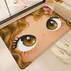 Kawaii Süß Schwarz Große Augen Cool Flur Teppich Waschbar Rutschfest Wohnzimmer Sofa Stühle Bereichsmatte Küche Fußmatte Bereichsteppich