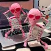 3D Skeleton Toy Fun Dancing Skeleton Toy Swinging Skeleton Toys Stress Relief Toys Manual Wind-Up Rocking Toy for Decorating