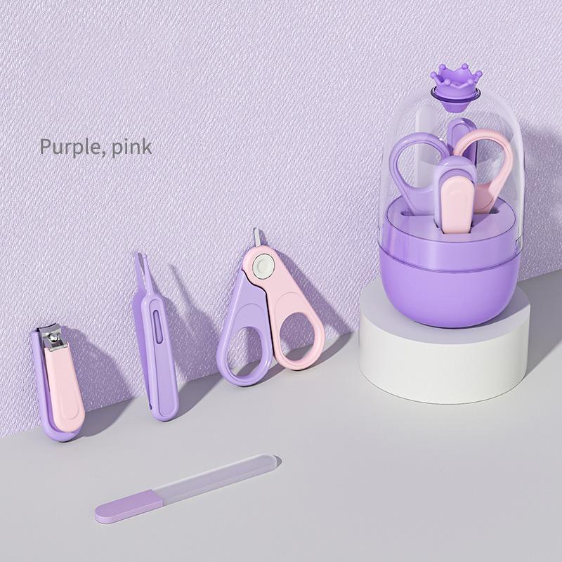 Children Manicure Kit Baby Nail Scissor Baby Nail Care Tool Set Kid Safe Portable Nail Clipper Trimmer File Tweezer with Box