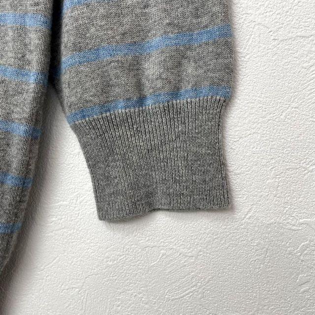 Used Washable A.P.C Border Cotton Knit Sweater Gray Women's XS Size