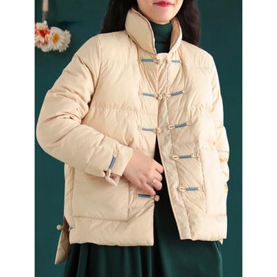 Winter Warme Weiße Baumwolljacke Damen Vintage Schlanke Kurze Jacke Herbst Damen Stickerei Lässige Basis Parkas