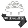 Graduated Satin Sash Glitter Crown For Graduation Party Decoration Photo Booth Props Bachelor Graduated Supplies