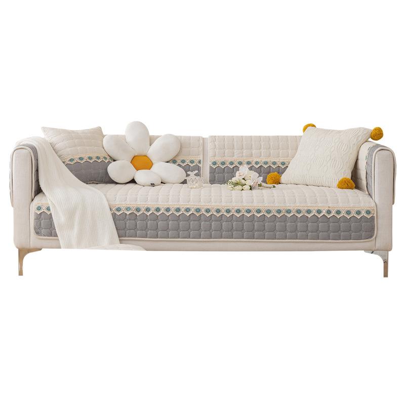 Plush Sofa Cushion Warm Heart Fabric Cushion Non-Slip Simple Modern European Style Sofa Cover Slipcover Layered Cover Cloth