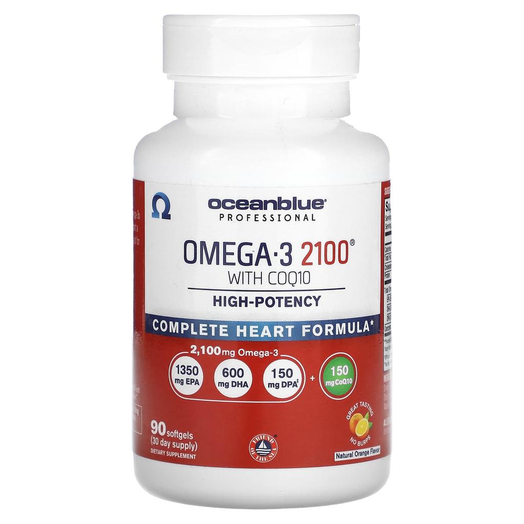 Professional, Omega 3 2100 with Coq10, High Potency, Natural Orange, 90 Softgels