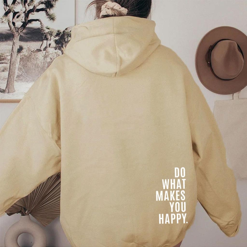 Sweat à capuche pour femme à manches longues, coupe ample, avec motif lettre graphique, pull décontracté