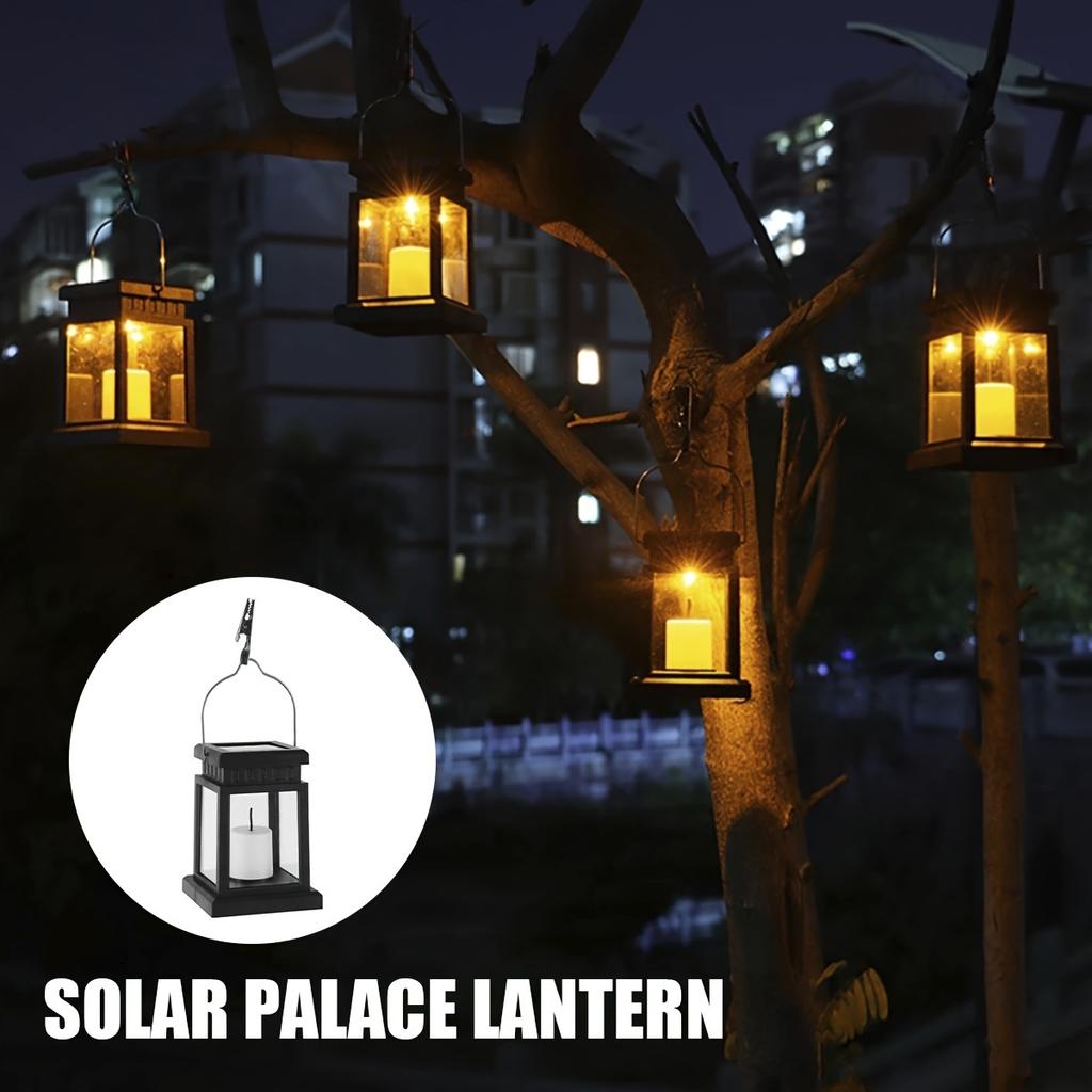 Solar Powered Hanging Garden Candle Lantern Light Outdoor LED Decorative Hanging Lamp for Landscape Lawn Path Balcony Yard Decor