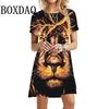 3D Digital Printing Dresses Women's Summer Short-sleeved O-neck Casual Loose Dress
