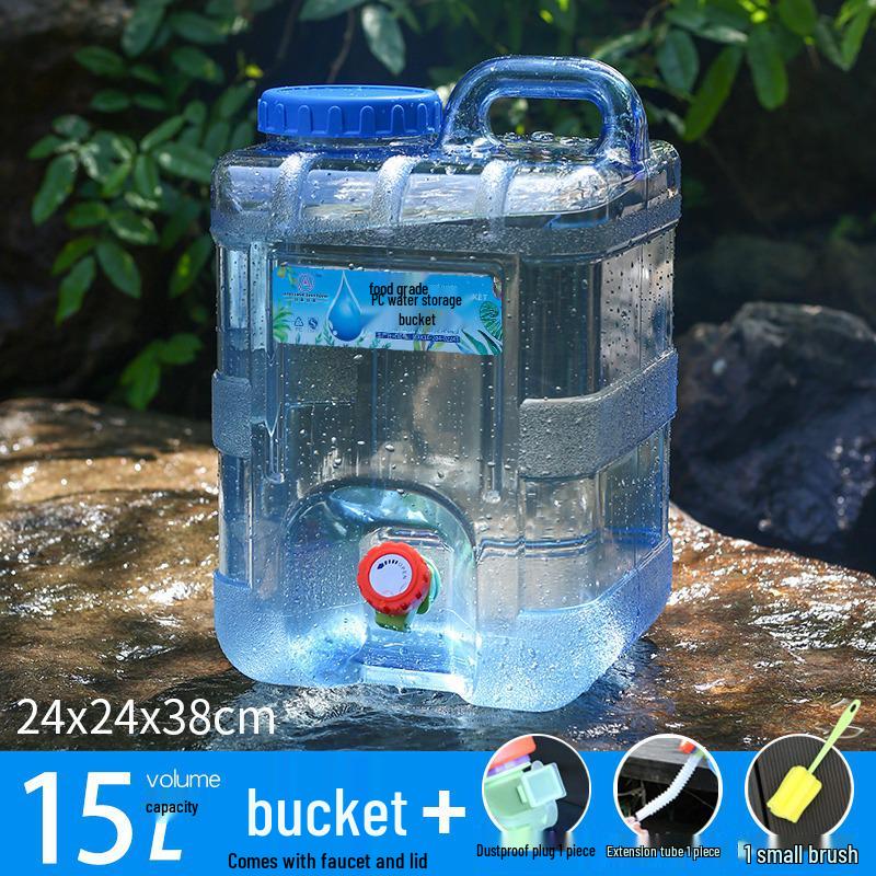 Portable Self-Driving Water Storage Bucket with Faucet - Food-Grade PC Plastic for Outdoor and Car Use