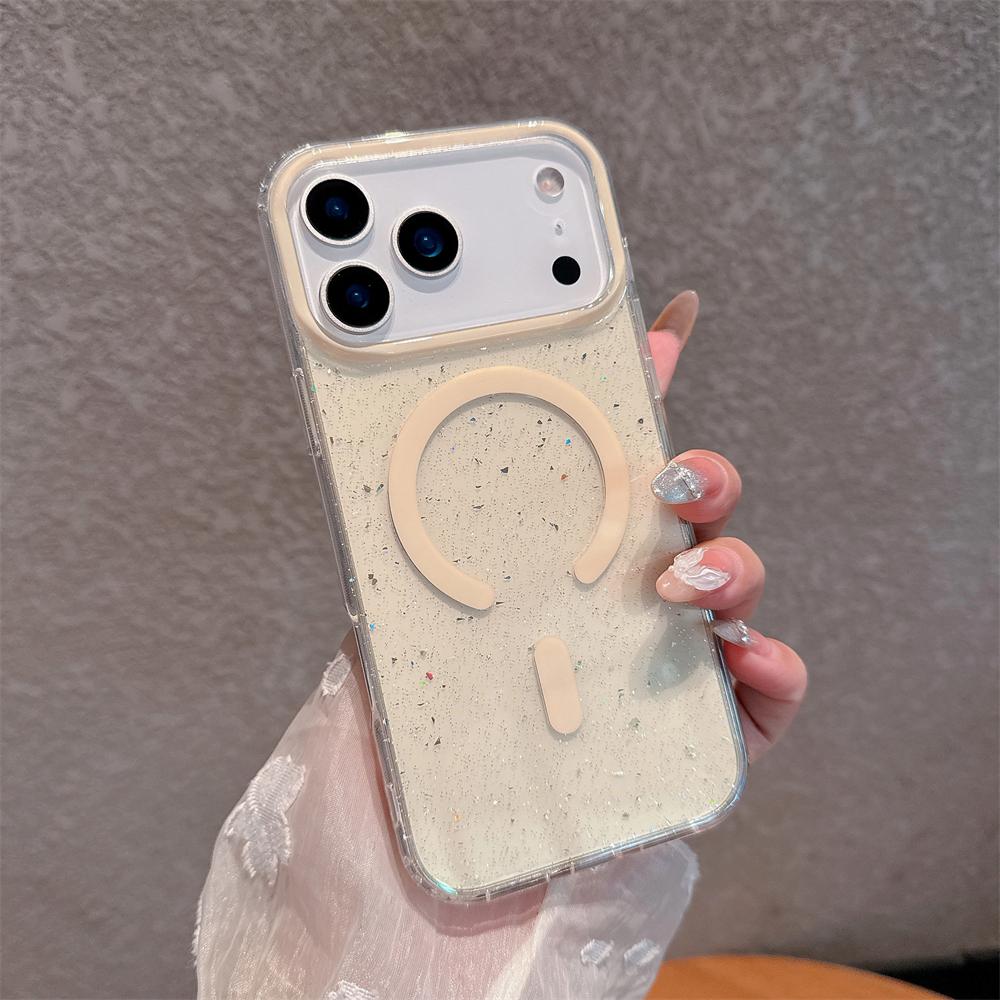 Jelly Glitter For Magsafe Wireless Charging Case For iPhone 17 Air 16 15 14 Pro Max Magnetic Shockproof Transparent TPU Cover