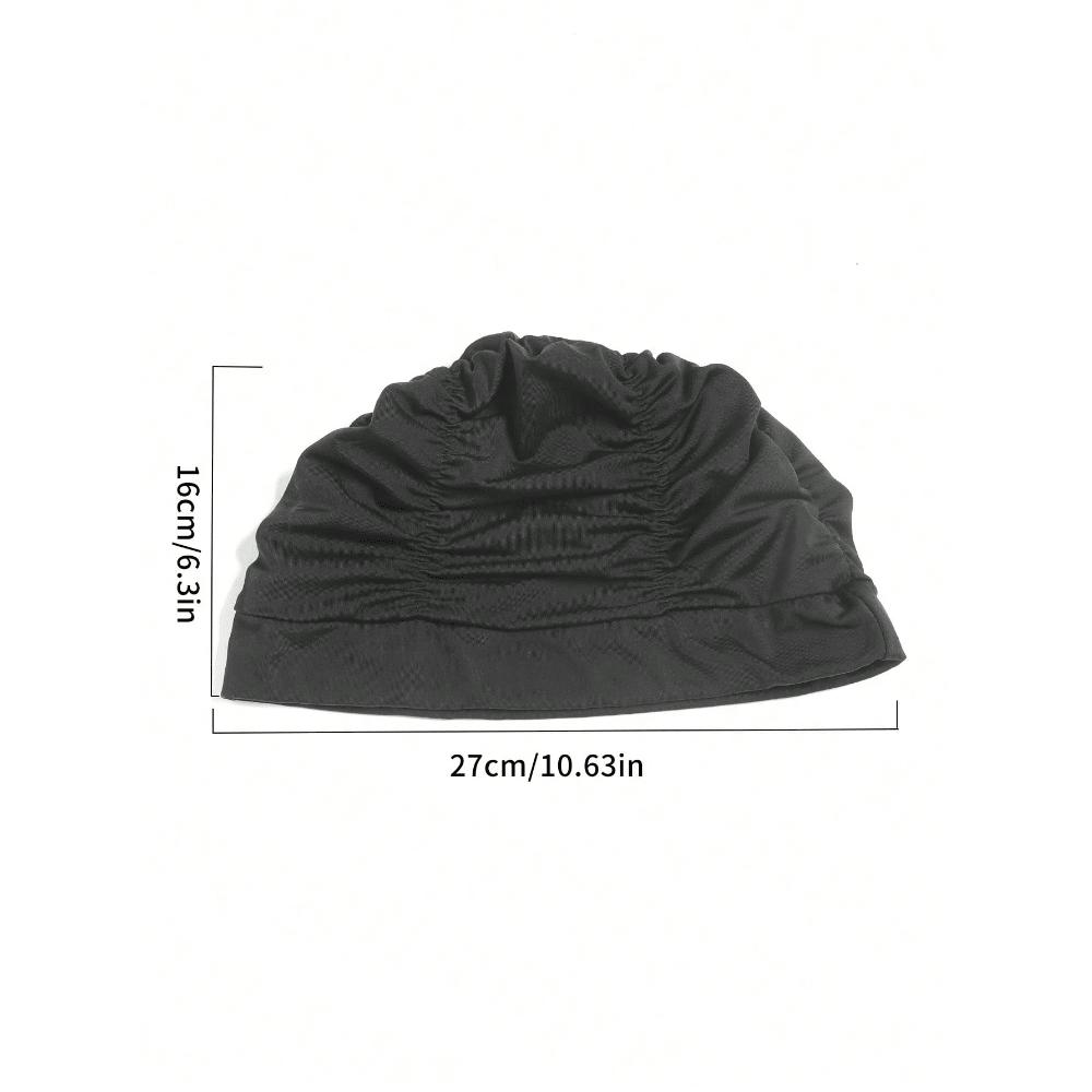 Unisex Pleated Fabric Swimming Cap With Added Head Circumference For Long Hair And Ear Protection, Beach Essentials, Beach Accessories, Pool Float