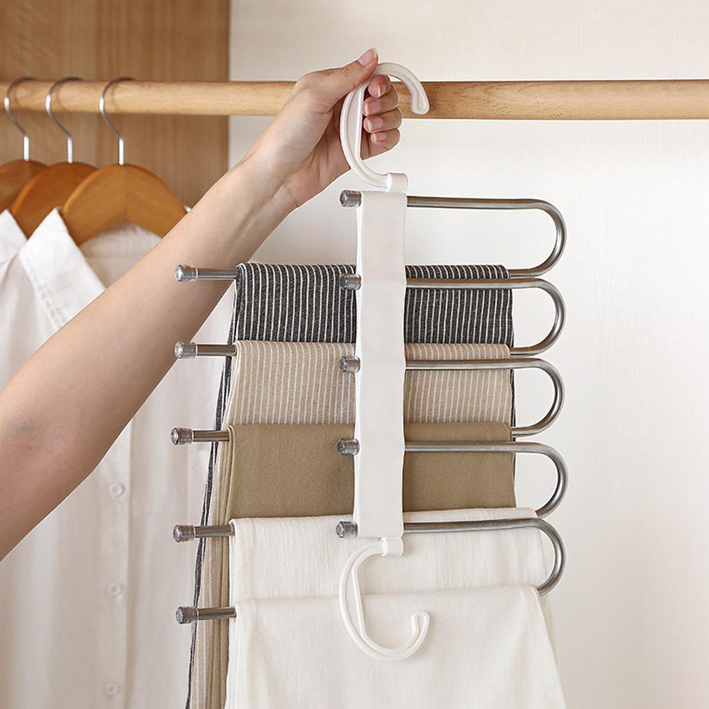Multi-layer Trouser Hanger Saving Space Pants Organizing Shelf For Bathroom