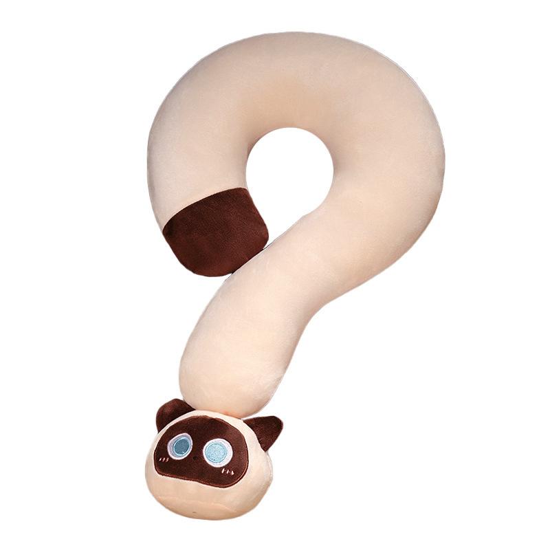 Cartoon Cat Question Mark Neck Pillow Throw Pillow Girls Office Sleeping U-Shaped Pillow Travel Nap Artifact Rag Doll