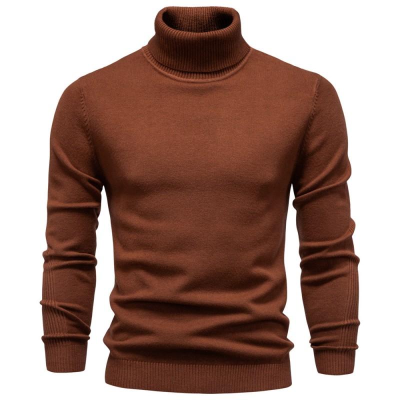 Mens Turtleneck Knit Sweater Casual Long Sleeve Pullover Fall Winter Slim Fit
