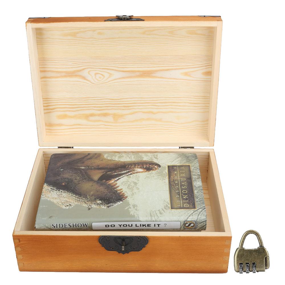 Holzkiste Vintage Desktop-Ablage Schmuck Make-up-Werkzeuge Aufbewahrungsbox mit Schloss