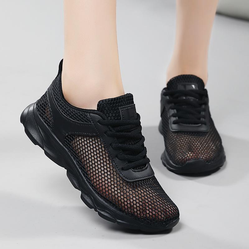 Black Non-slip Women's Shoes, Non-slip and Light Running Sports Shoes, Breathable Casual Travel Shoes, Comfortable Work Shoes