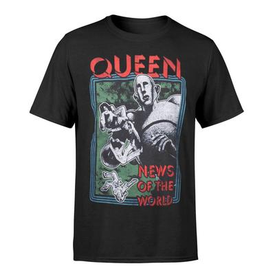 T-shirt Queen News Of The World Groupe de Rock Officiel Noir Neuf