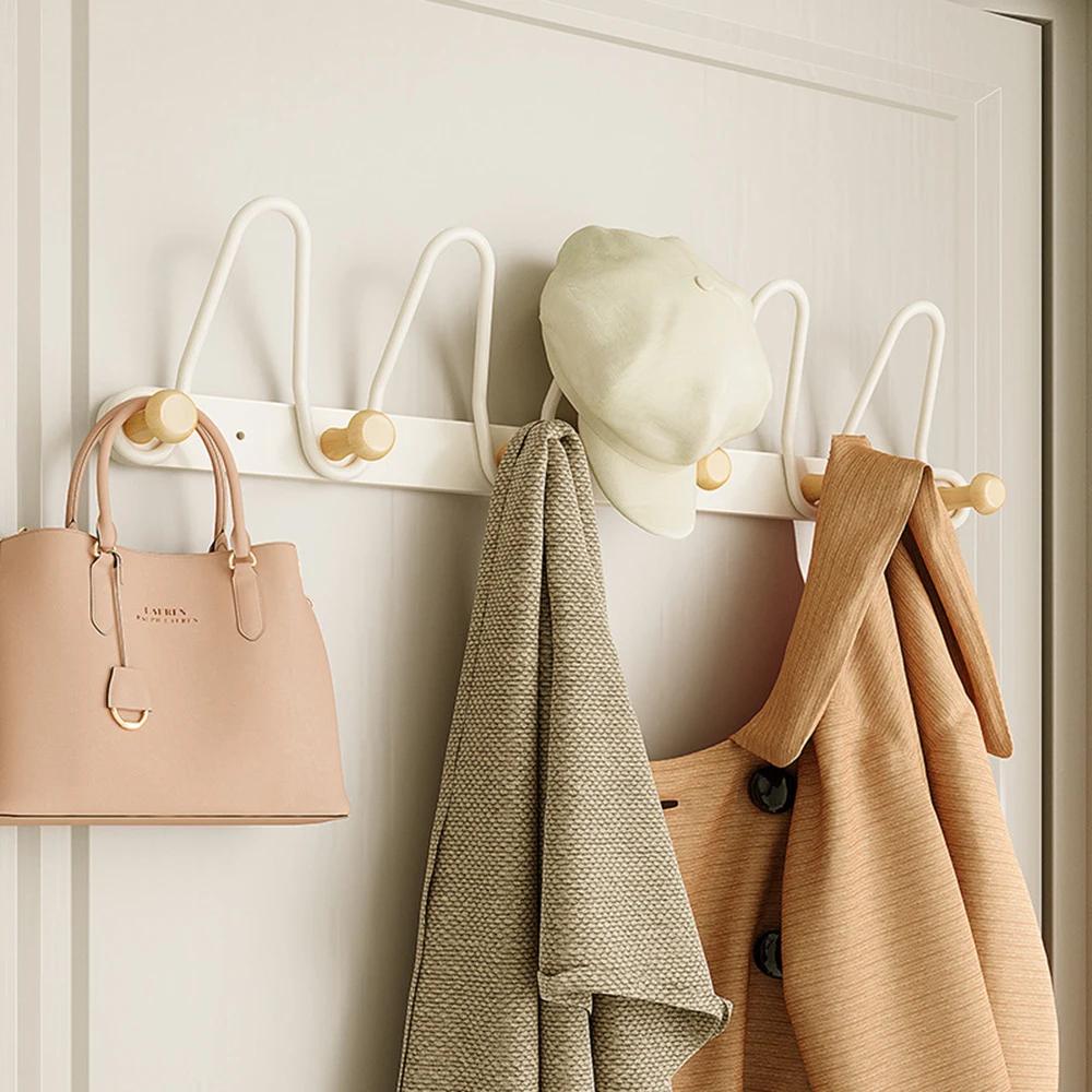 Modern Minimalist Iron Wall Hat Hooks Coat Hanger for Bedroom Entryway Multi-Functional Storage Rack with Strong Load Bearing