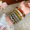 Neue gespleißte Bambusrohr Acryl Runde Armreifen für Damen Herren Mode Smuding Geometrische Armbänder Elastischer Armreif Partner Schmuck X