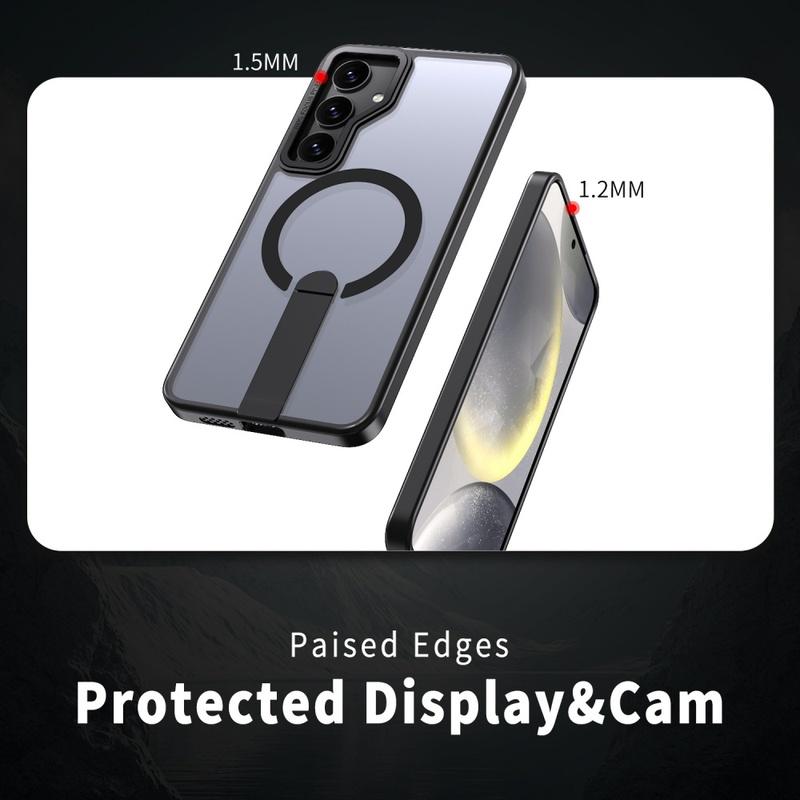 Luxury For Magsafe Wireless Magnetic Charging Stand Case For Samsung S26 S25 S24 S23 Ultra Plus S24 FE Edge Holder Clear Cover