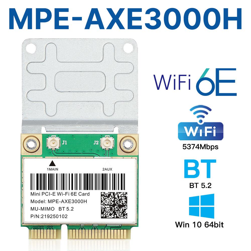 Mini PCI-E WiFi 6E Card MPE-AXE3000H - Tri-Band 802.11AX, BT5.2 Wireless Adapter for PC