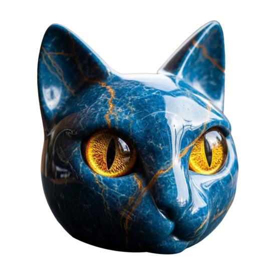 

Yousheng Cat Stone Sculpture Cat Head Figurine with Amber Eyes Smooth Finish Marble Texture Resin Cat Stone for Living Room Bedroom Office Cat Lovers синий