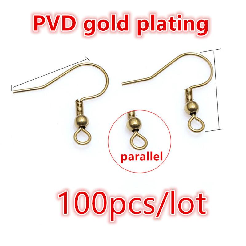 30-100pcs Stainless Steel DIY Earrings Hooks Clasp Findings Handmade Jewelry Making Accessories Earwire Accessories Steel Gold