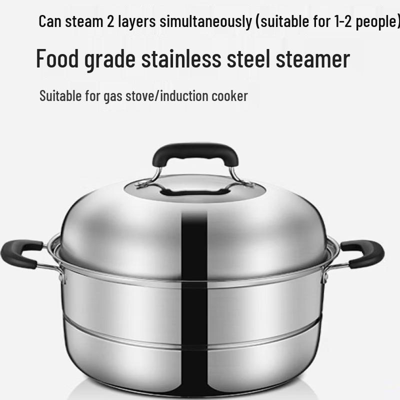 ZISIZ 28cm Double Layer Stainless Steel Steamer Pot