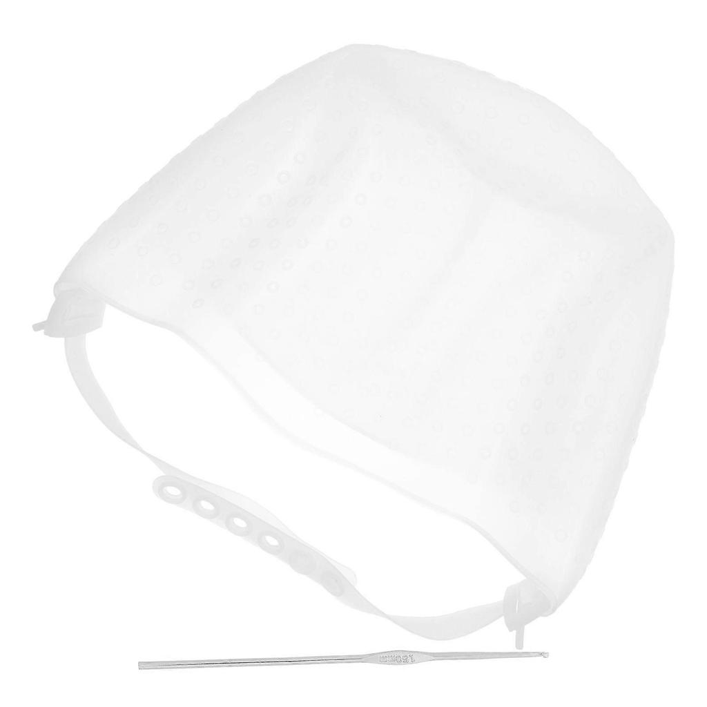 Reusable Silicone Highlight Hair Cap With Hook And Needle Hair Dyeing Staining Tools Punched Hole Cap Hair Coloring Products For Salon Home Use