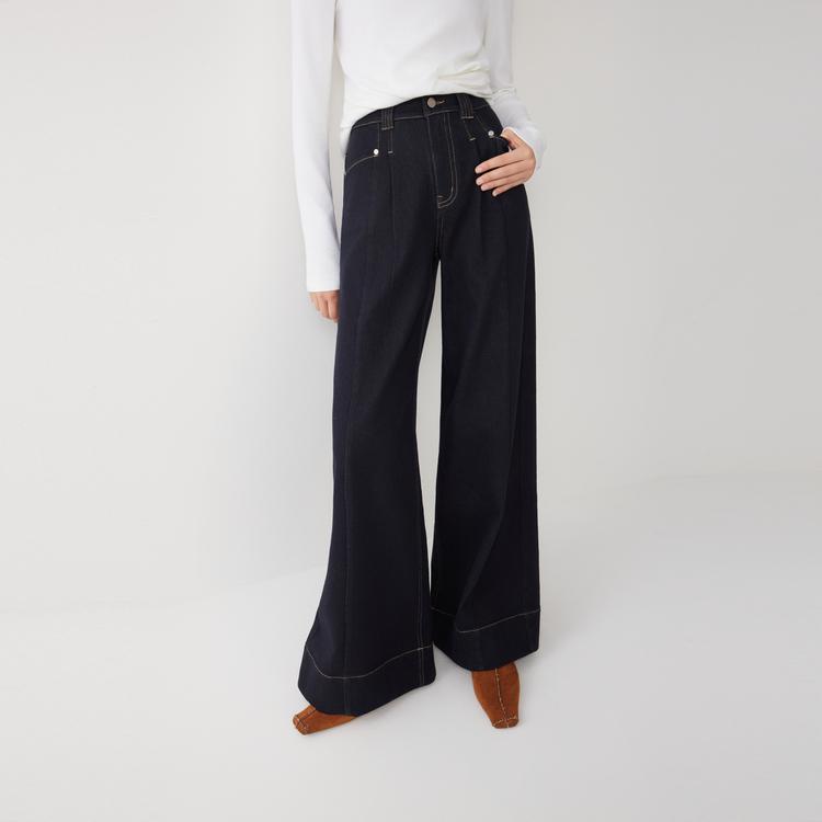 ELLE French Vintage Washed Loose Versatile Slimming Wide Leg Straight Leg Jeans Comfortable Casual Pants Women Bottoms L8WQW608