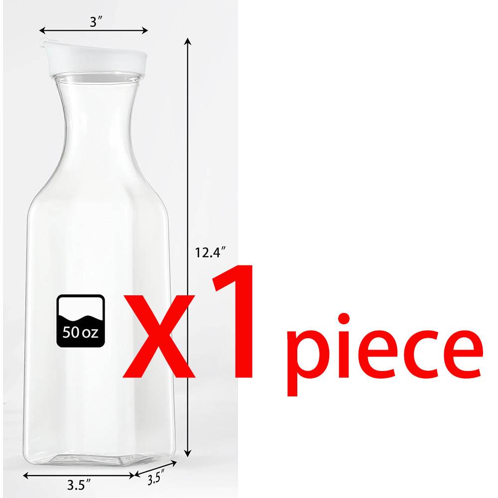 50oz Water Carafe with Flip Top Lid,Square Base Juice Containers,Plastic Pitcher-for Water,Iced Tea,Juice,Beverage,Cold Brew 1500ml