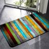 1 Piece of Colorful Wood Grain Area Carpet Anti Slip 100% Polyester Anti Fatigue Floormat Entrance Welcome Decoration Felt Rug