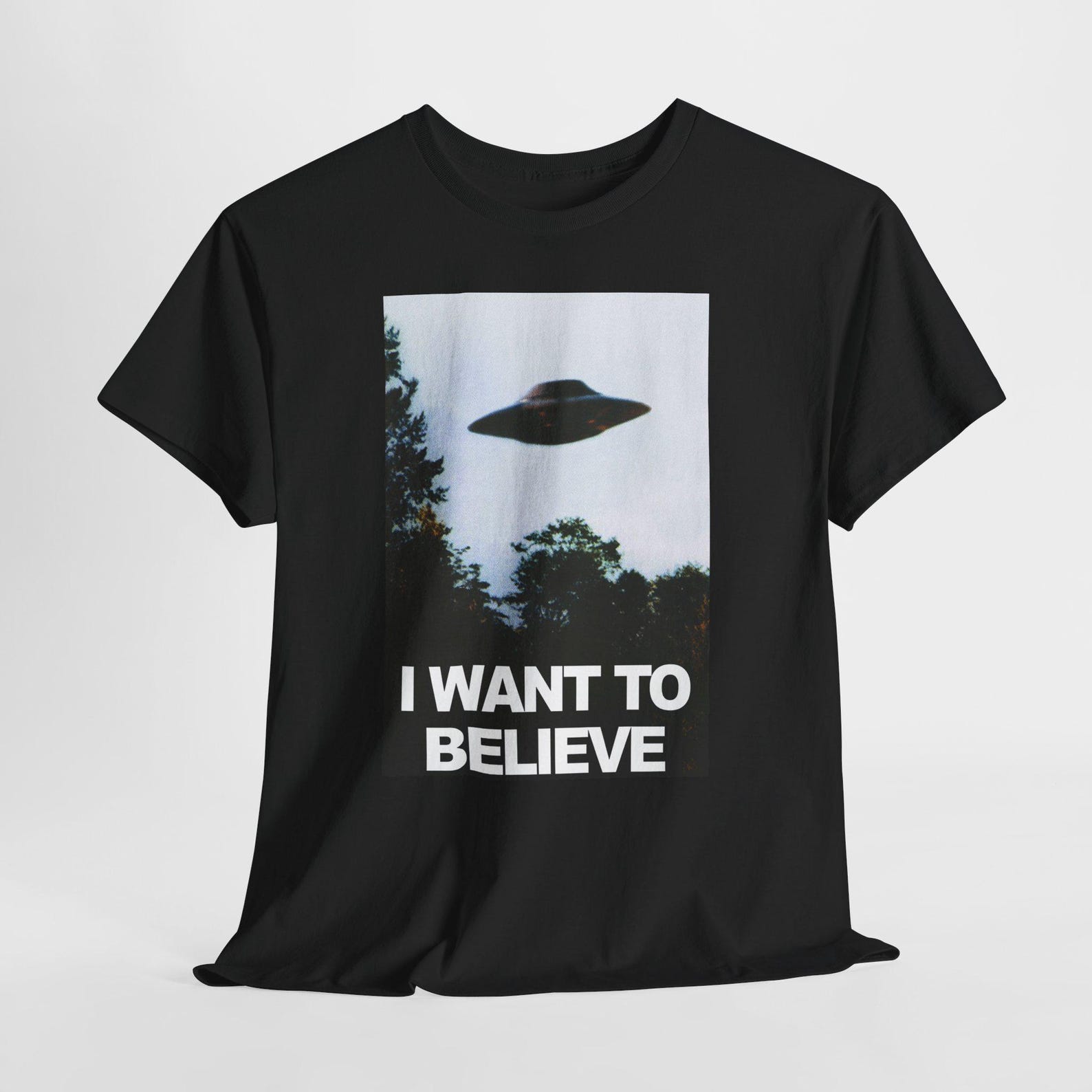 X-Files I Want to Believe Tee, UFO Conspiracy Theory Shirt, Alien Abduction Gift, Sci-Fi Fan Apparel, Unisex T-Shirt 3XL
