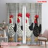 2pcs,2D Plane Printing Popular Curtains Polka Dot Roosters Durable 100% Polyester Fabric (without Rod) Decorations Inside Use