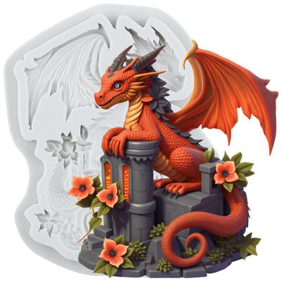 Drachen Silikonform Drachen Fondantformen Kuchen Dekorationswerkzeuge Cupcake Topper Süßigkeiten Zuckerhandwerk Gummipaste Polymer Clay