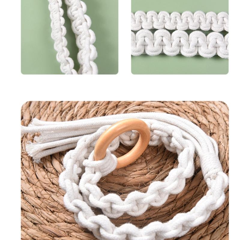 Handmade Weave Curtain Tiebacks Curtain Holder Clip Buckle Rope Straps Easy Installation Traditional Cloud Designing