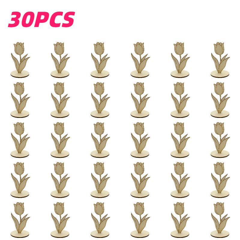 

30pcs Wooden Tulip Decoration Set Standing Tulip Floral Arrangement for Party Centerpieces Weddings Birthdays Mother s Day Decor