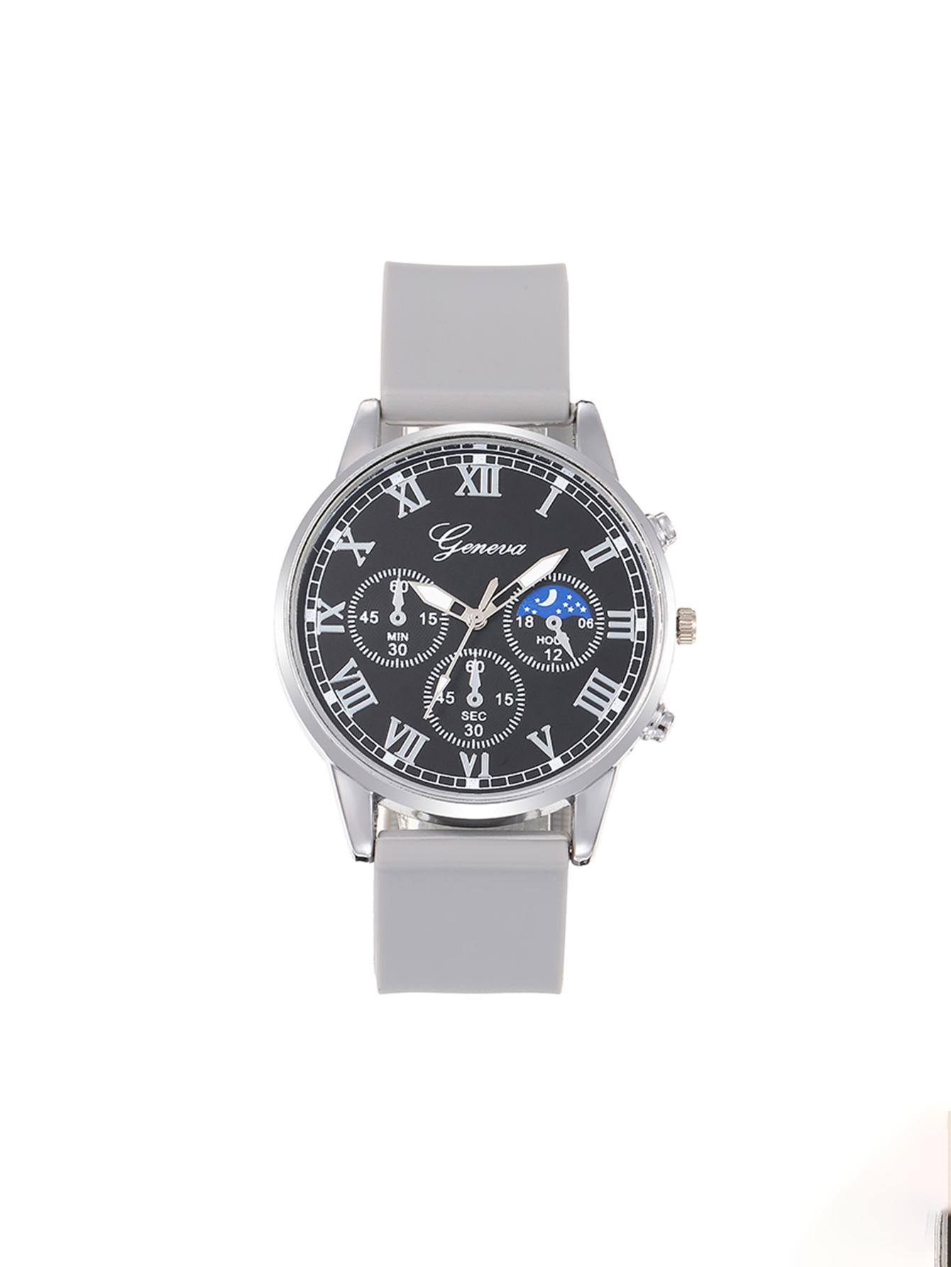 

New fashion high-end simple round dial pointer silicone strap men s watch; the first choice for birthday gifts. серый