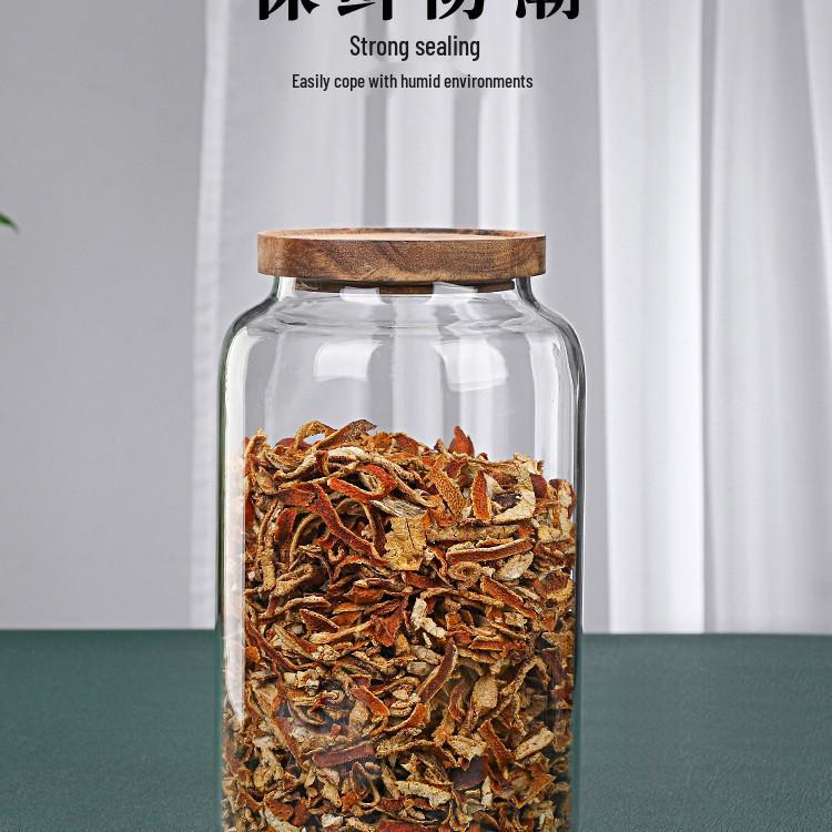 Large Capacity Acacia Wood Glass Storage Jar for Kitchen