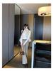 Women's Pure Desire White Soft Brushed Slim Fit Long Sleeve Base Layer T-Shirt - Korean Style Autumn/Winter