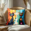 1pc Pillowcase, Romantic Abstract Cat Design with Rich Colors, Soft and Comfortable Polyester Short Plush Fabric, Single-Sided Print, Pillow Insert No