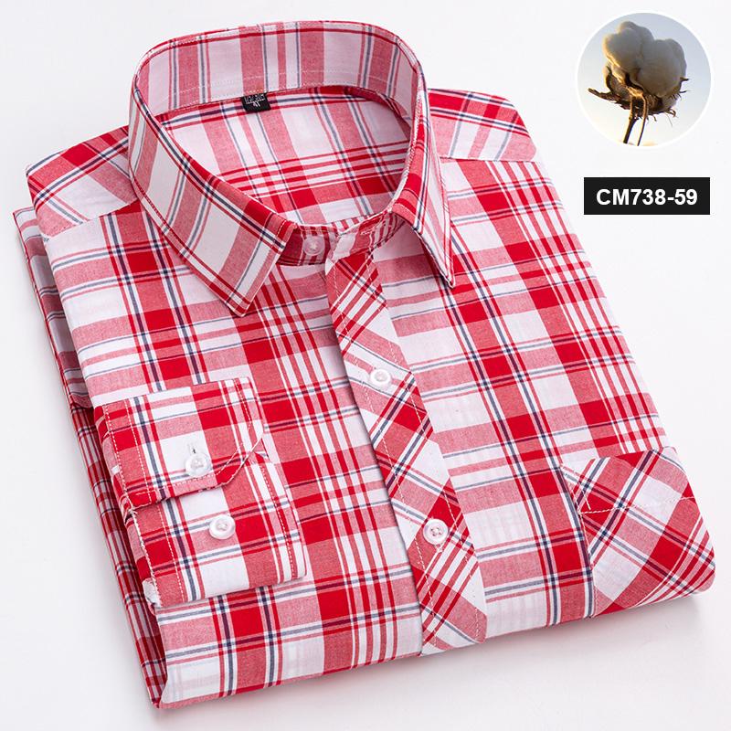 Neu im Hemd 100% Baumwolle Langarmhemden für Herren dünn slim fit formell einfarbiges Hemd karierte Designer-Oberteile Büro elegante Kleidung