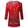Women's Fashion Casual V Neck 3/4 Sleeve Loose  Printed T-Shirt Ladies Top
