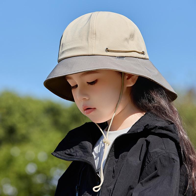 Summer Ice Silk Children'S Sunshade Basin Hat Sunscreen Bucket Hat Outdoor Boys And Girls Mountaineering Hat Thin Sun Hat