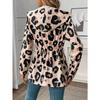 Damen Freizeitjacke mit Leopardenmuster und Reißverschluss - 100% Polyester mit Kapuze, mittellang mit langen Ärmeln für Frühling/Herbst