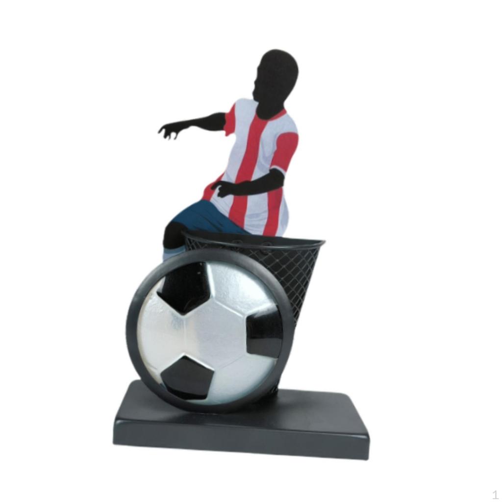 Iron Pen Holder Decorative Sculpture Art Crafts Creative Sturdy Birthday Gift Football Player